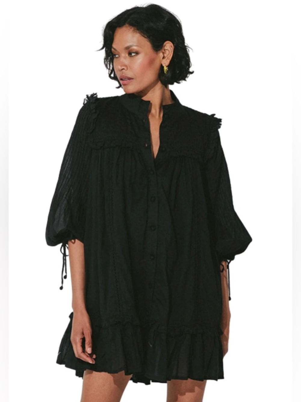 Cleobella || Abby A-Line‎ Mini Dress Cotton Black Small